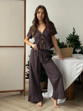 Pyjama coton rayé col V manches courtes avec pantalon 9