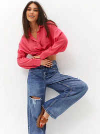 Jean large déchiré effet usé 9