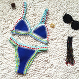 Bikini Triangle Crochet Bordure Colorée Bohème