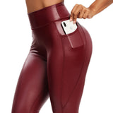 Legging Simili Cuir avec Poche