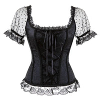 Corset with Lace and Transparent Sleeves 