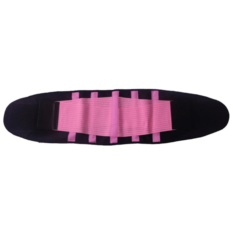 Ceinture Raffermissante Ventre noire avec sangle rose ajustable pour un maintien ferme et confortable du ventre.