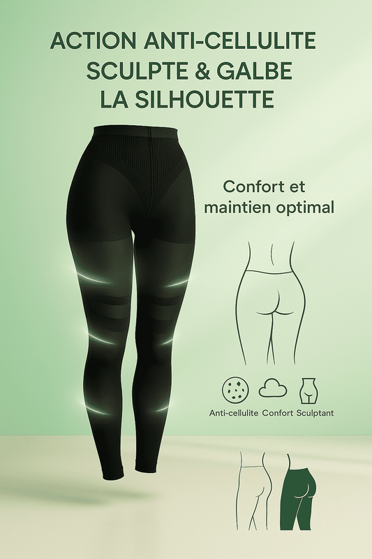 Legging Anti Cellulite Noir sculptant la silhouette avec confort optimal et effet anti-cellulite pour un maintien parfait.
