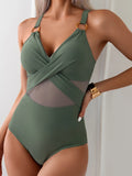 Maillot de Bain 1 Pièce Effet Croisé et Gainant
