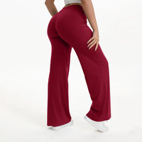 Pantalon yoga femme taille moyenne jambe droite bleu – Rouge Rubis