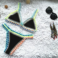 Bikini Triangle Crochet Bordure Colorée Bohème