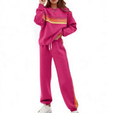 Ensemble sweat rayé arc-en-ciel pantalon large femme – Rose Rouge
