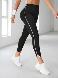 Legging de Sport Gainant Taille Haute avec Bande Latérale