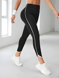 Legging de Sport Gainant Taille Haute avec Bande Latérale