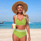 Maillot de Bain 2 Pièces Femme Taille Haute Effet Ventre Plat