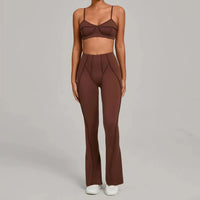 Ensemble Tenue Sport Fitness Pilates Côtelé Femme