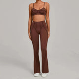 Ensemble Tenue Sport Fitness Pilates Côtelé Femme