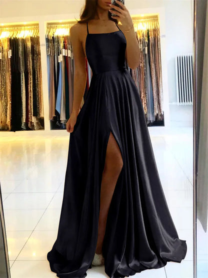 Robe longue satin lacée dos nu 3