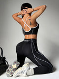 Ensemble Legging Noir avec Liserés Blancs