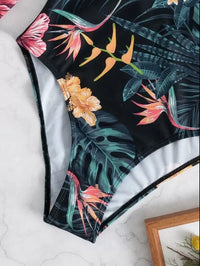 Maillot de Bain 1 Pièce Manches Longues Motif Tropical