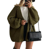 Cardigan femme tricot chunky beige manches longues 2