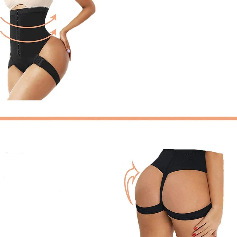 Gaine Remonte Fesse noire affinant la taille, lissant le ventre et rehaussant les fesses pour une silhouette naturelle.