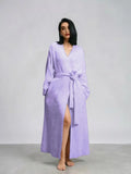 Robe de chambre polaire femme double face longue – Lavande