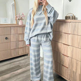 Ensemble femme rayé sweat large et pantalon ample