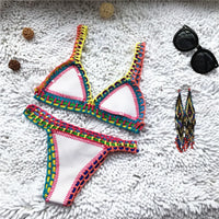 Bikini Triangle Crochet Bordure Colorée Bohème