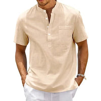 Polo Col Officier Coton et Lin Homme