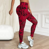 Legging Sport Sans Couture Push Up Tie and Dye Rouge