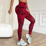 Legging Sport Sans Couture Push Up Tie and Dye Rouge