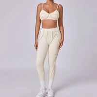 Ensemble Tenue Sport Fitness Pilates Côtelé Femme