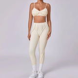Ensemble Tenue Sport Fitness Pilates Côtelé Femme