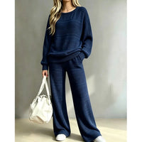 Ensemble deux pièces femme pull tricoté et pantalon large 4
