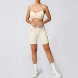 Ensemble Tenue Sport Fitness Pilates Côtelé Femme