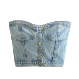 Denim Bustier Crop Top 