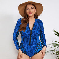 Maillot de Bain Grande Taille Une Pièce Manches Longues Zippé