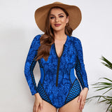 Maillot de Bain Grande Taille Une Pièce Manches Longues Zippé