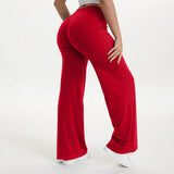 Pantalon yoga femme taille moyenne jambe droite bleu – Rouge Noël