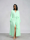 Robe de chambre polaire femme double face longue – Menthe