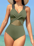 Maillot de Bain 1 Pièce Effet Croisé et Gainant