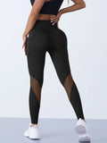 Legging Gainant Sport Taille Haute avec Poches et Empiècements Mesh