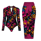 Ensemble Maillot de Bain Manches Longues Zippé et Paréo