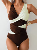 Maillot de Bain une Pièce Effet Croisé Effet Portefeuille