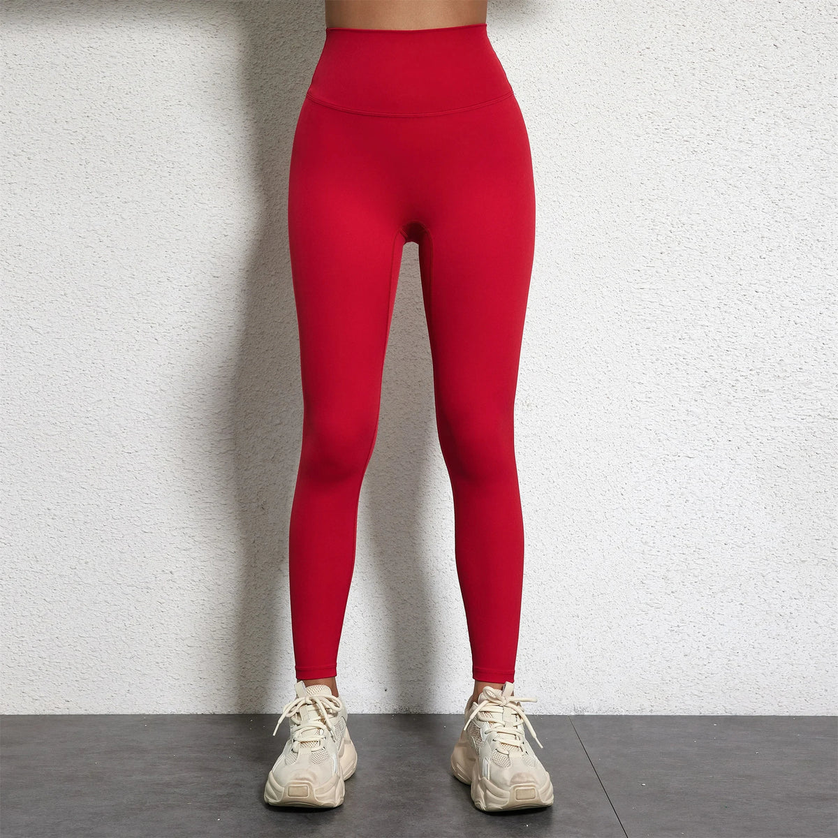 Legging Drainant Anti Cellulite rouge ajusté à taille haute, confort et style pour sport et quotidien.