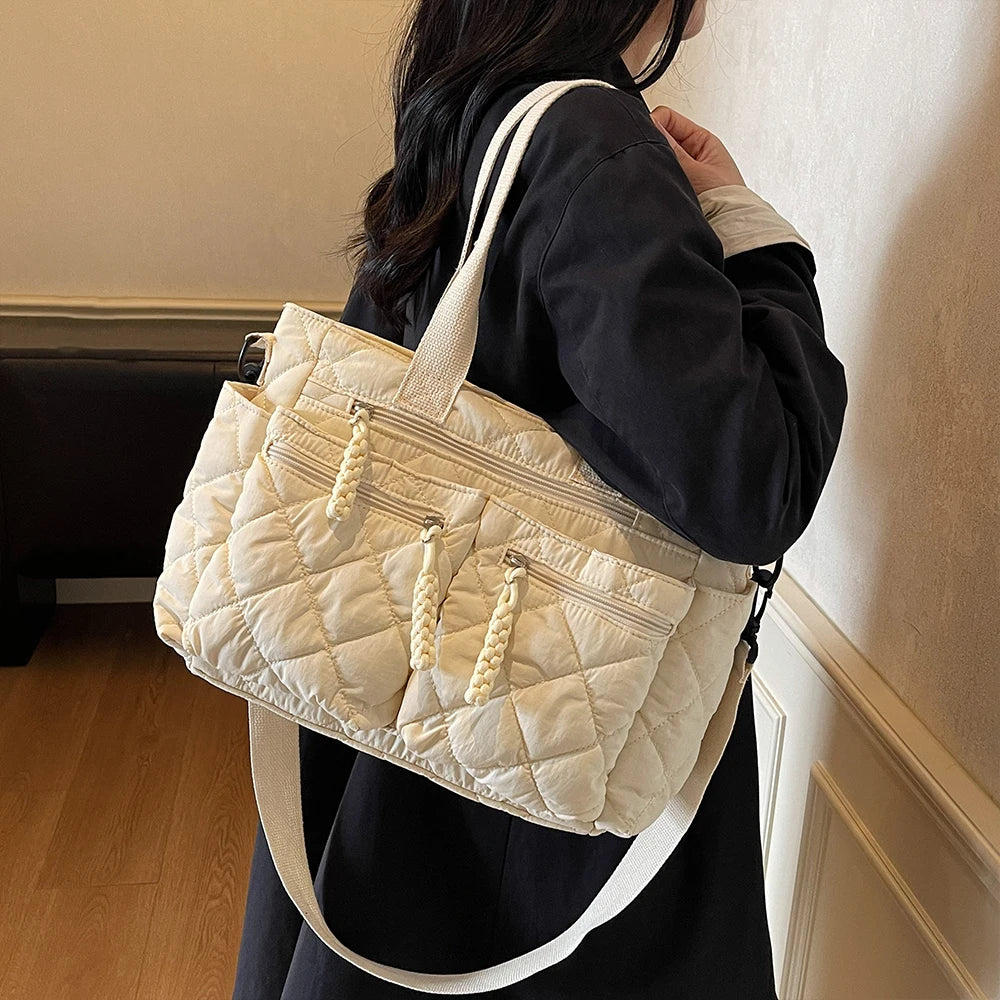 Sac à main femme grande capacité matelassé orange 2