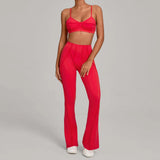 Ensemble Tenue Sport Fitness Pilates Côtelé Femme