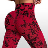 Legging Sport Sans Couture Push Up Tie and Dye Rouge