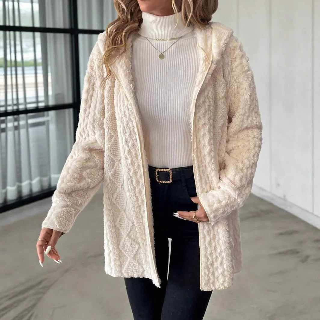 Cardigan long femme velours doublé automne hiver 4