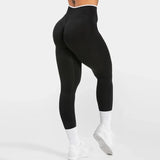 Legging Push Up Gainant Taille Haute à Liseré Blanc