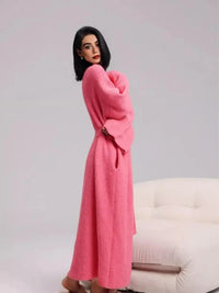 Robe de chambre polaire femme double face longue – Fuchsia