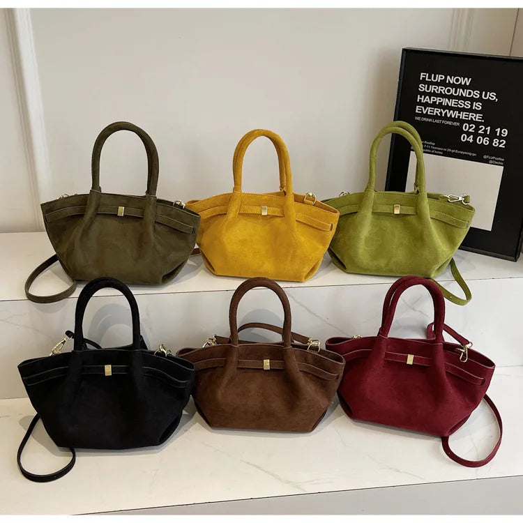 Sac à main velours effet suède rouge foncé grande capacité 6