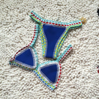 Bikini Triangle Crochet Bordure Colorée Bohème
