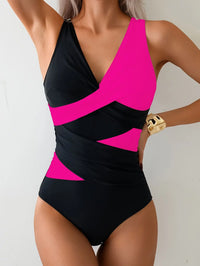Maillot de Bain une Pièce Effet Croisé Effet Portefeuille